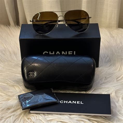 chanel ch4195q|CHANEL Lambskin Quilted CC Aviator Sunglasses 4195.